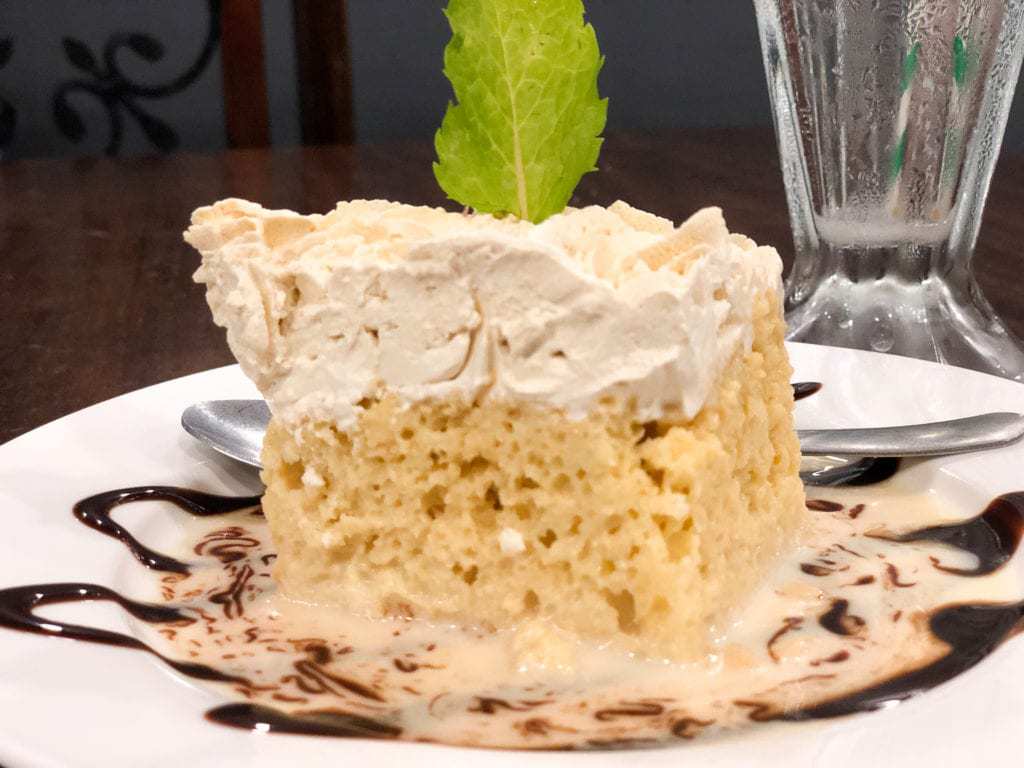 milk cake garnished with mint