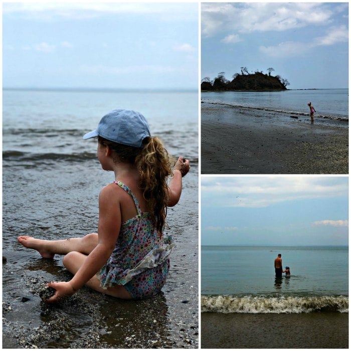 Looking for a quiet, off the beaten path beach just an 1 and 1/2 hours from San Jose, Playa Mantas Costa Rica is the place to go. Bathwater temperature, soft waves, and turquoise water- and did we mention few tourists? #costarica #familybeach #familytravel #costaricabeach #traveltips #puravida #puravidamoms #beachtips