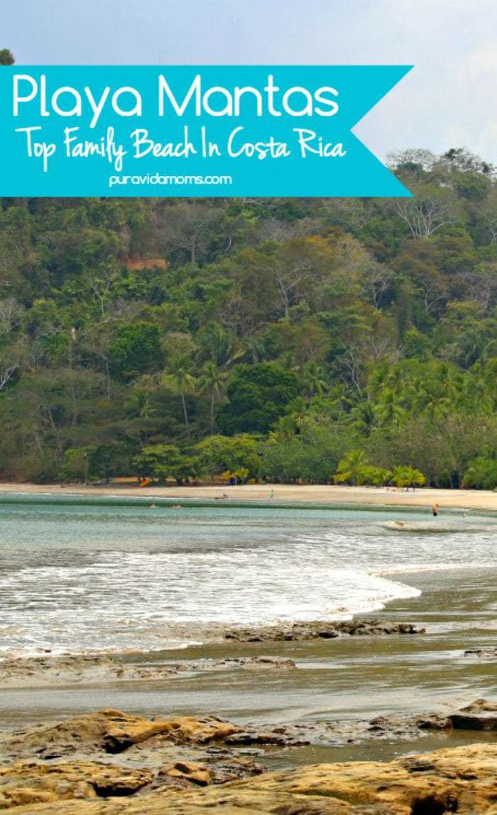 Looking for a quiet, off the beaten path beach just an 1 and 1/2 hours from San Jose, Playa Mantas Costa Rica is the place to go. Bathwater temperature, soft waves, and turquoise water- and did we mention few tourists? #costarica #familybeach #familytravel #costaricabeach #traveltips #puravida #puravidamoms #beachtips