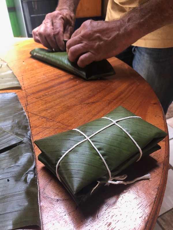 costa rican tamal tied up with string