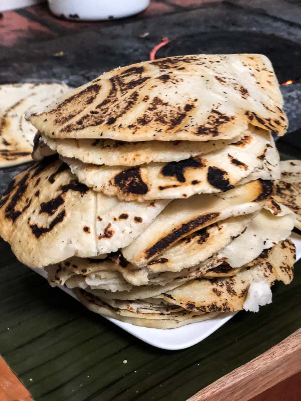 stack of fresh corn tortillas at vida campesina la fortuna de san carlos
