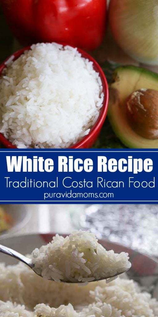 a spoon, lifting up a spoonful of the Costa Rican rice.