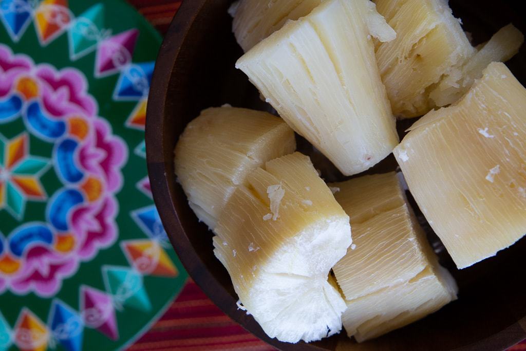 bowl of freshly boiled yuca from costa rica