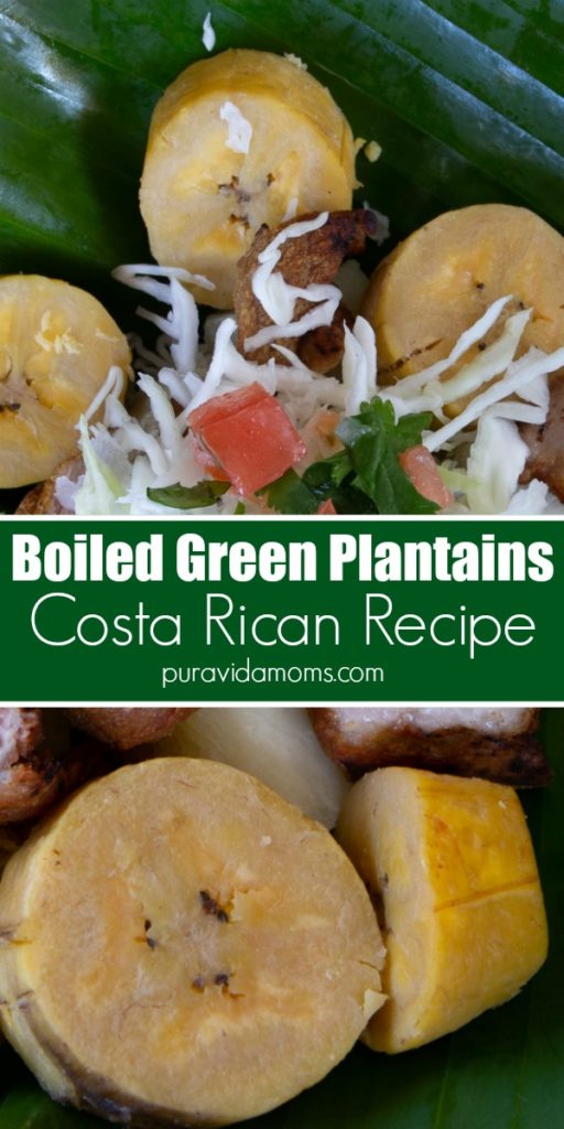 Boiled plantains with veggies on the side.