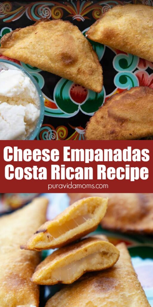 A sliced empanada with cheese in a small bowl on the side.