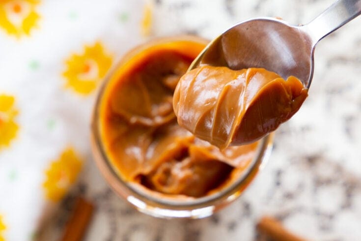 Generous spoonful of cajeta.