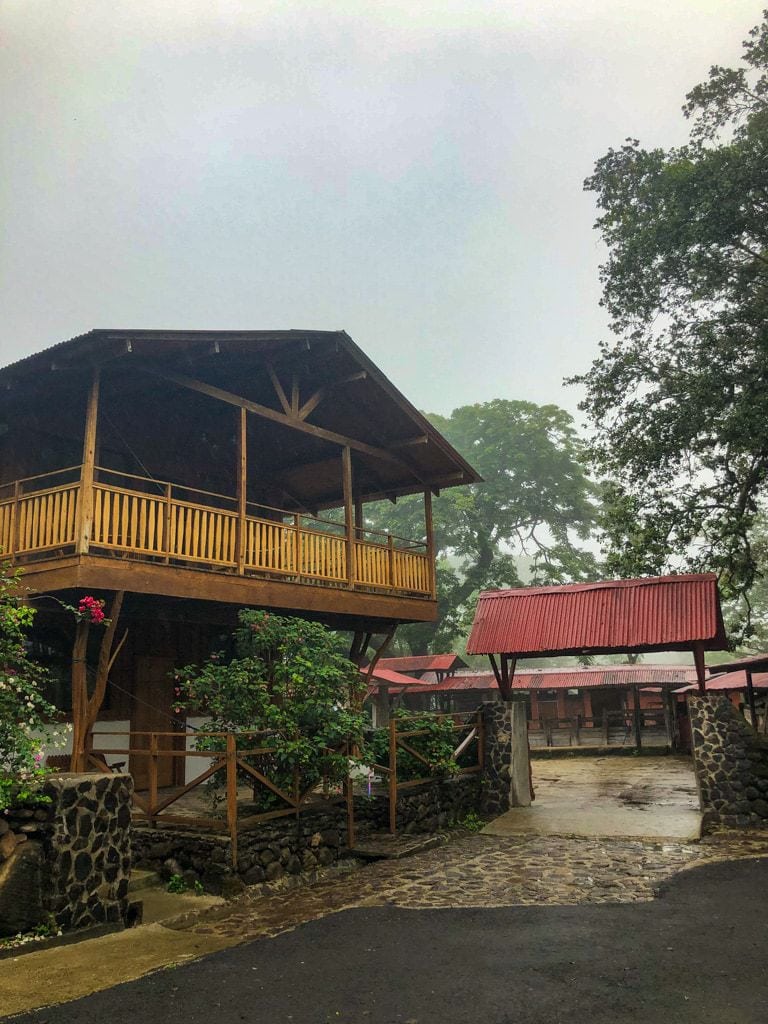 costa rican wooden house in a rain storm
