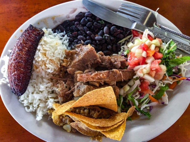 typical costa rican casado lunch.