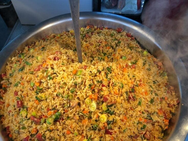 vat of costa rican chinese fried rice.