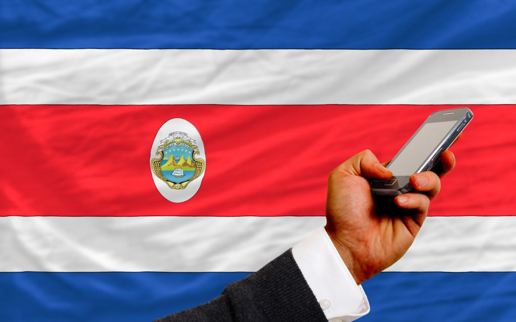 Costa Rican flag and a phone