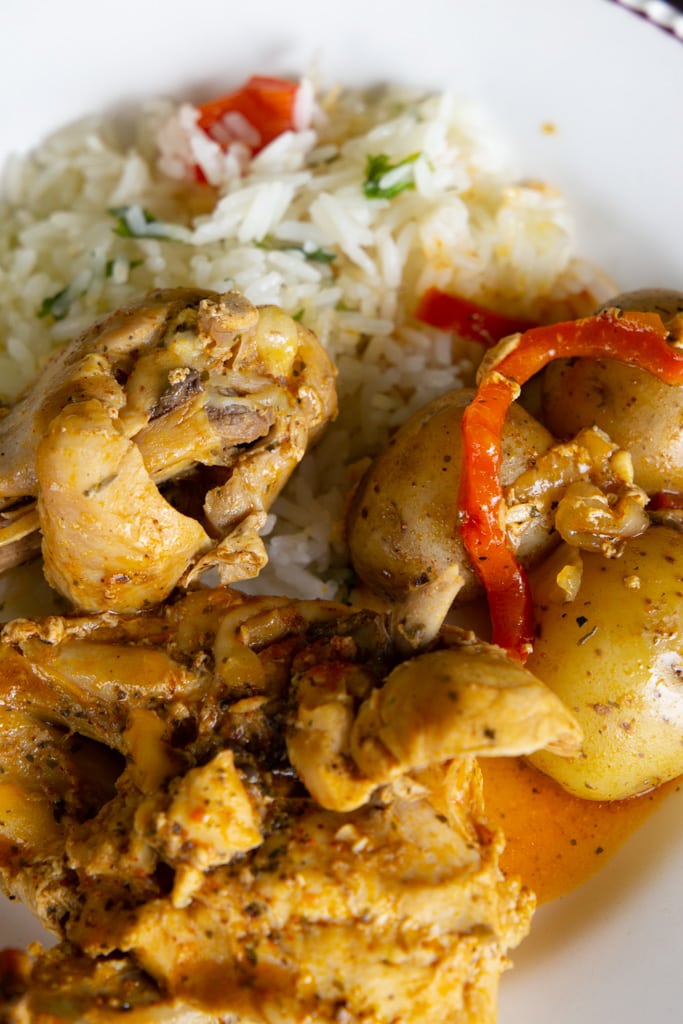close up of Costa Rican Chicken With Achiote